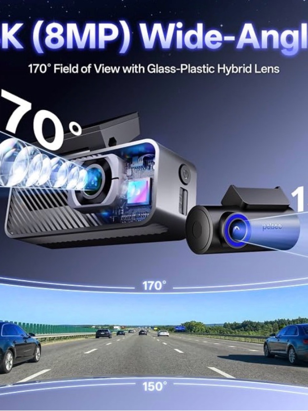 Pelco 8MP Wide-Angle Dash Camera – Black